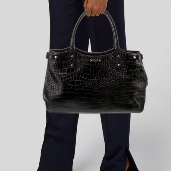 Kate Spade Croc Embossed 'Carlsbad' Stevie Satchel Bag ! Stunning. - Picture 2 of 15